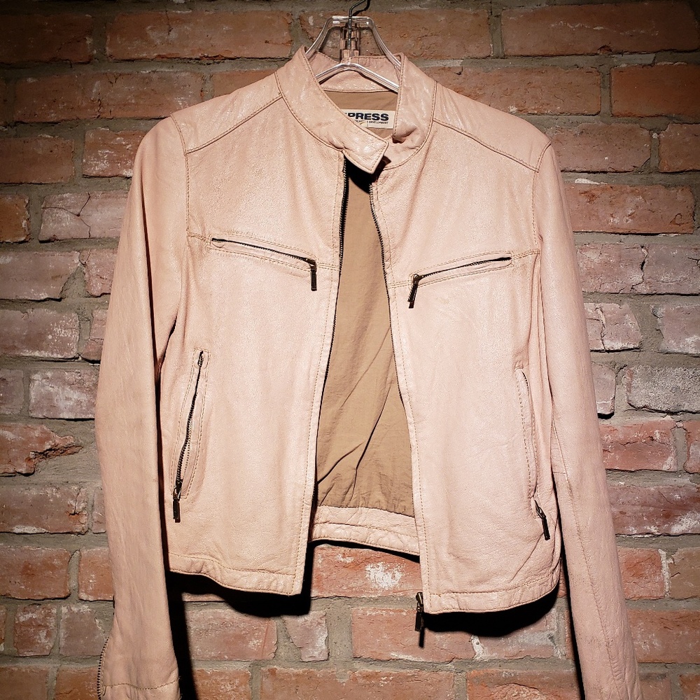 Vintage, Distressed Pink Leather Jacket - Picture 2 of 8